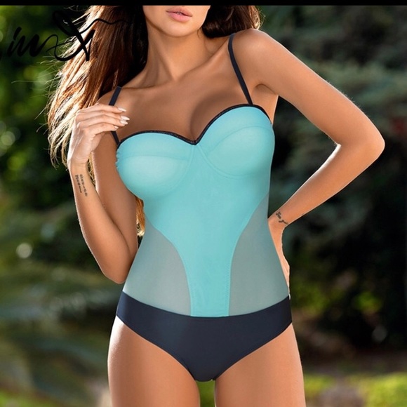 Blu Trends Other - Dive Plus! Hot! 🔥Aqua & Gray One Piece Swimsuit